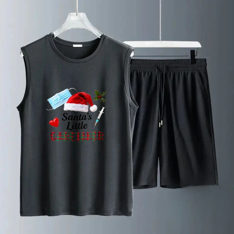 أطقم علوية بدون أكمام للرجال بدلة صيفية من البوليستر بأكمام قصيرة قابلة للتنفس + شورت كرة قدم طقم سويت شيرت عصري