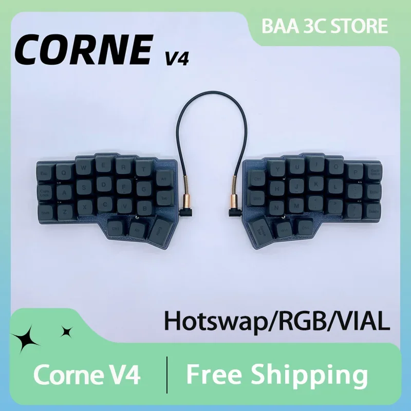 Corne V4 Split Keyboard Wired Single-mode RGB Hot Swap Ergonomics Upport Vial QMK Keyboard Customized PC Office Accessories