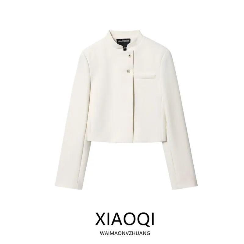 Fall 2025 New Women's Design Short Tailored Coat Collarless Jacket Versatile Stylish Ladies' Fashion Outerwear 5247841