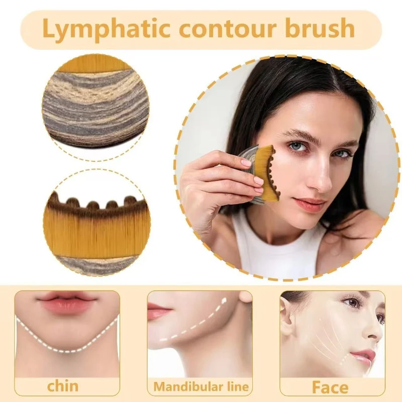 Home Use Soft Facial Scraping and Anti Swelling Care Brush, Lymphatic Contour Massage Brush, Body and Neck Lifting Beauty Brush