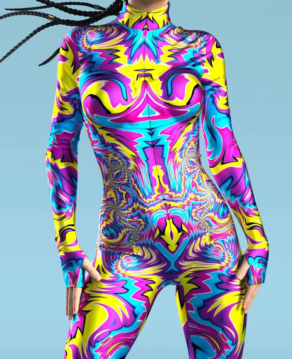 Bunter Regenbogen Abstrakte Geometrie Aerial Yoga Anzug Damen Enger Jumpsuit Karneval Urlaub Party Cosplay Kostüme Ausgefallener Bodysuit – Detail 18