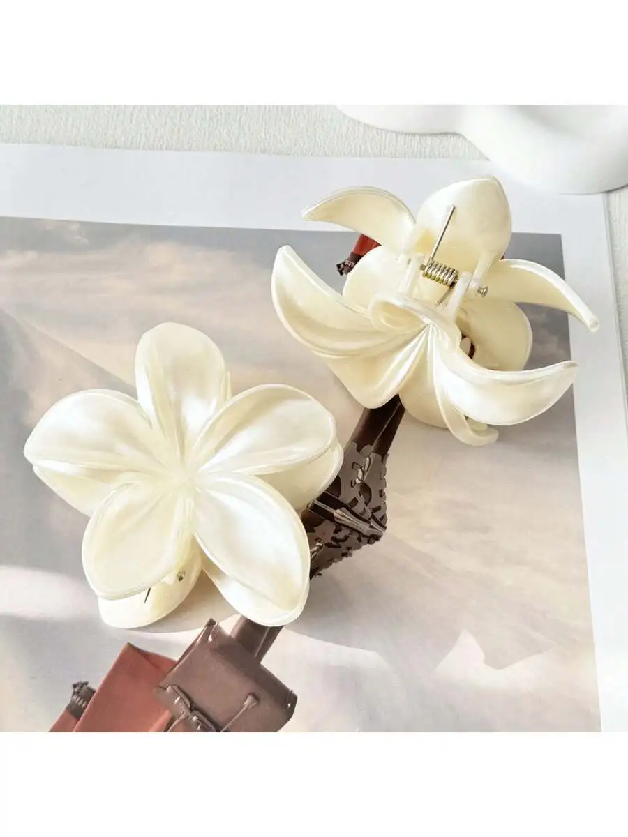 

2pcs 8cm Women Elegant Acrylic Flower Hair Clips Claw Clip For Buns Ponytails Daily Summer Accessories