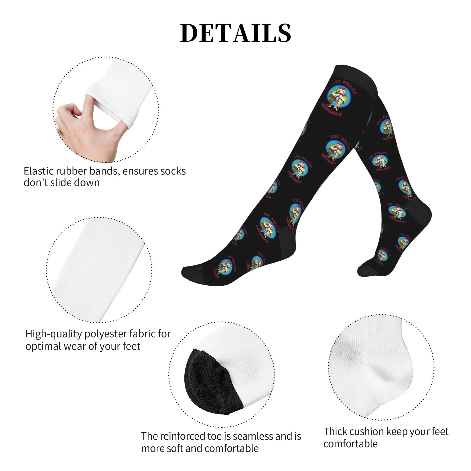 Los Pollos Hermanos Breaking Bad Socks for Men Women Stretchy Summer Autumn Winter The Chicken Brothers Sports Compression Socks view 5