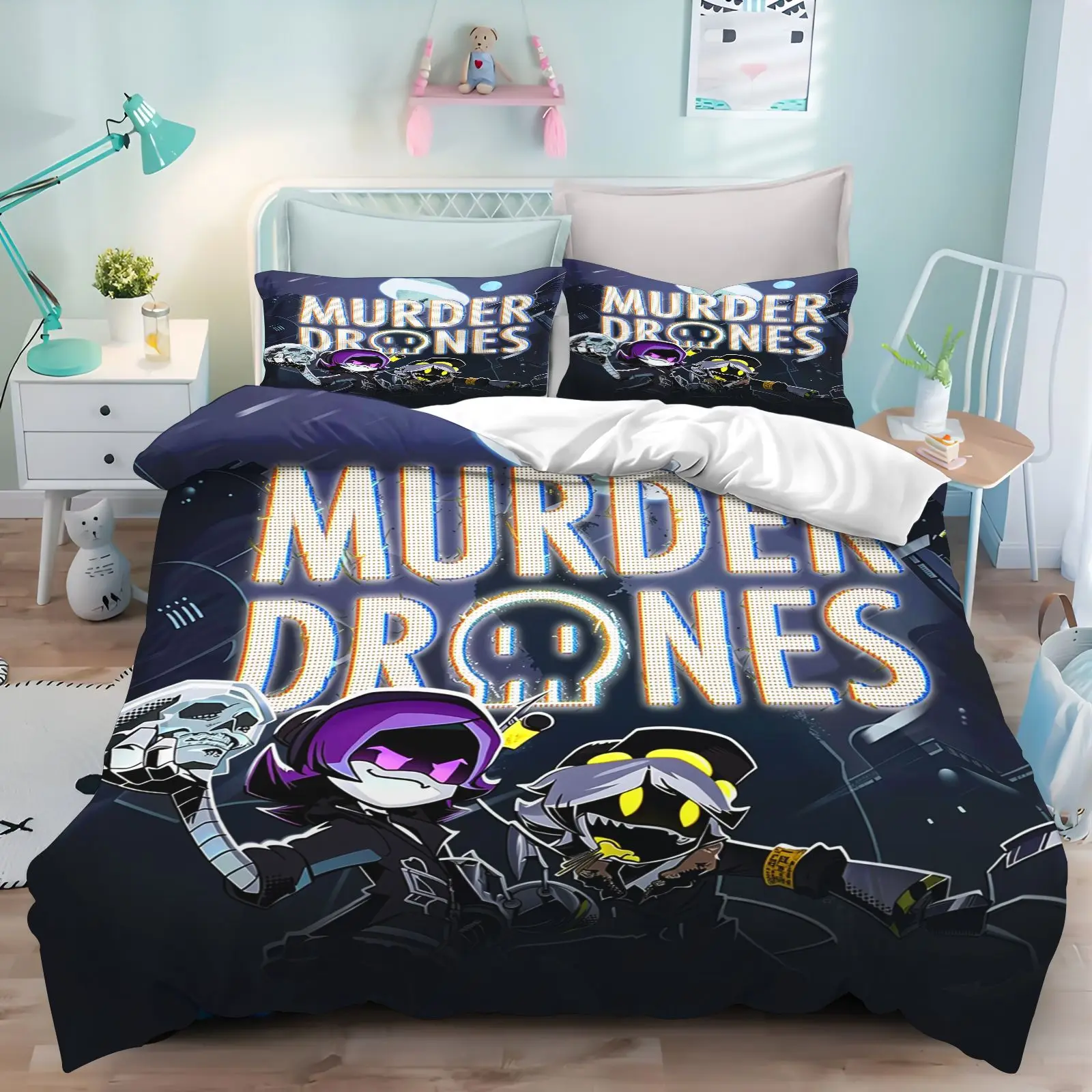Murder Drones Uzi Doorman Bedding Set 3D Print Duvet Cover  Anime Quilt Cover, No Comforter, Kids Bedroom Home Decoration