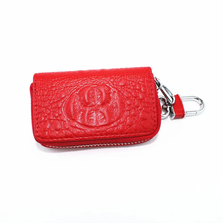 Funda para llaves Cartera de cuero genuino Vintage KEYRING para mujer, llavero con cremallera de cobre, organizador de llaves para ama de llaves, grano de cocodrilo para hombre