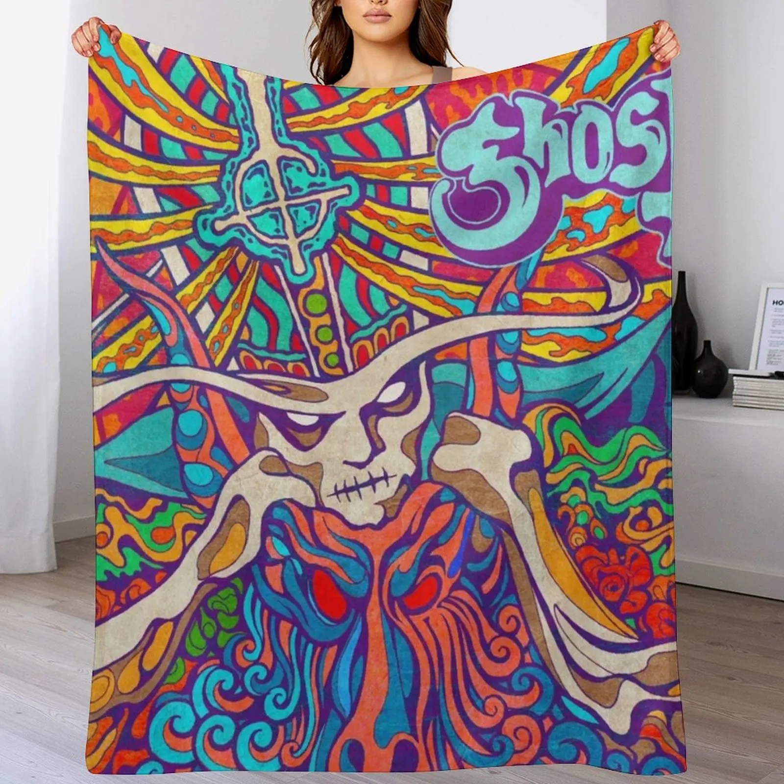 

ghost satanic panic tour 2023 masepte Throw Blanket Sofa Quilt Cute Tourist Blankets