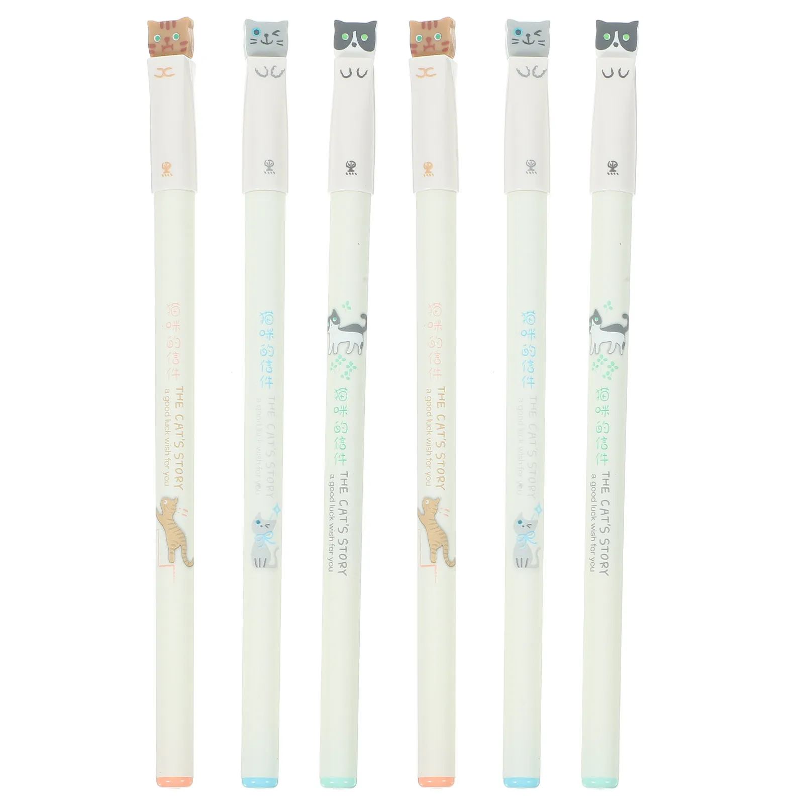 

6Pcs Cat Pens Gel Ink Black Smooth Writing Cute Kawaii School Supplies for Students Teachers Office Home Decorative Everyday