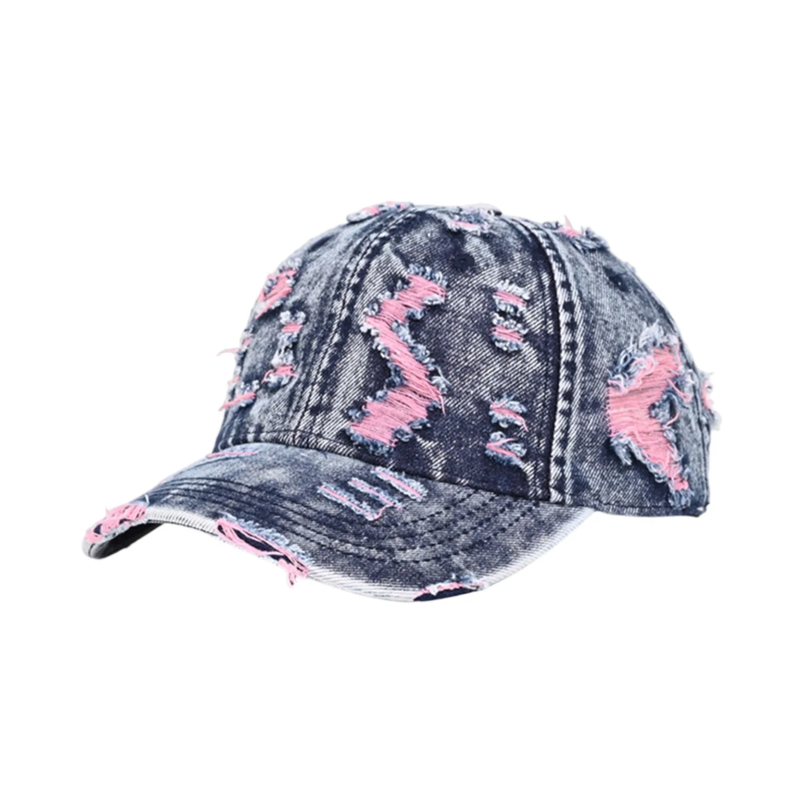 bone-de-beisebol-unissex-retro-de-jeans-desfiado-com-protecao-uv-ajustavel-e-colorido-chapeu-de-sol-com-aba-curva-para-atividades-ao-ar-livre
