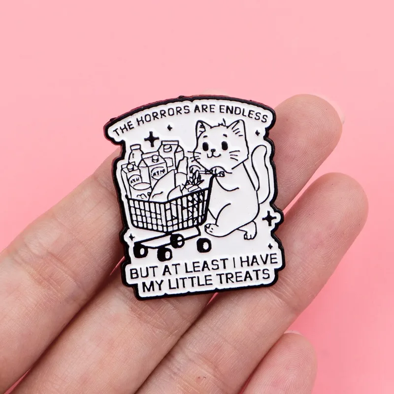 Don't Follow Me, I Am Lost Too Cute Pink Cat Paw Cartoon Enamel Brooch Vitality Lovers Couple Style Small Fresh Lapel Pin Badge