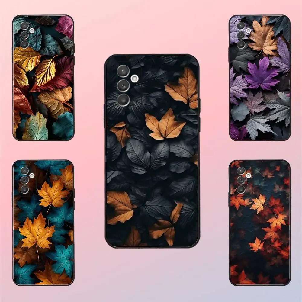 

Fashion Fallen Leaves Phone Case For Samsung S 25,24,23,22,30,21,10,9,Ultra,Plus,Lite,FE,4,5 G Black Soft Case