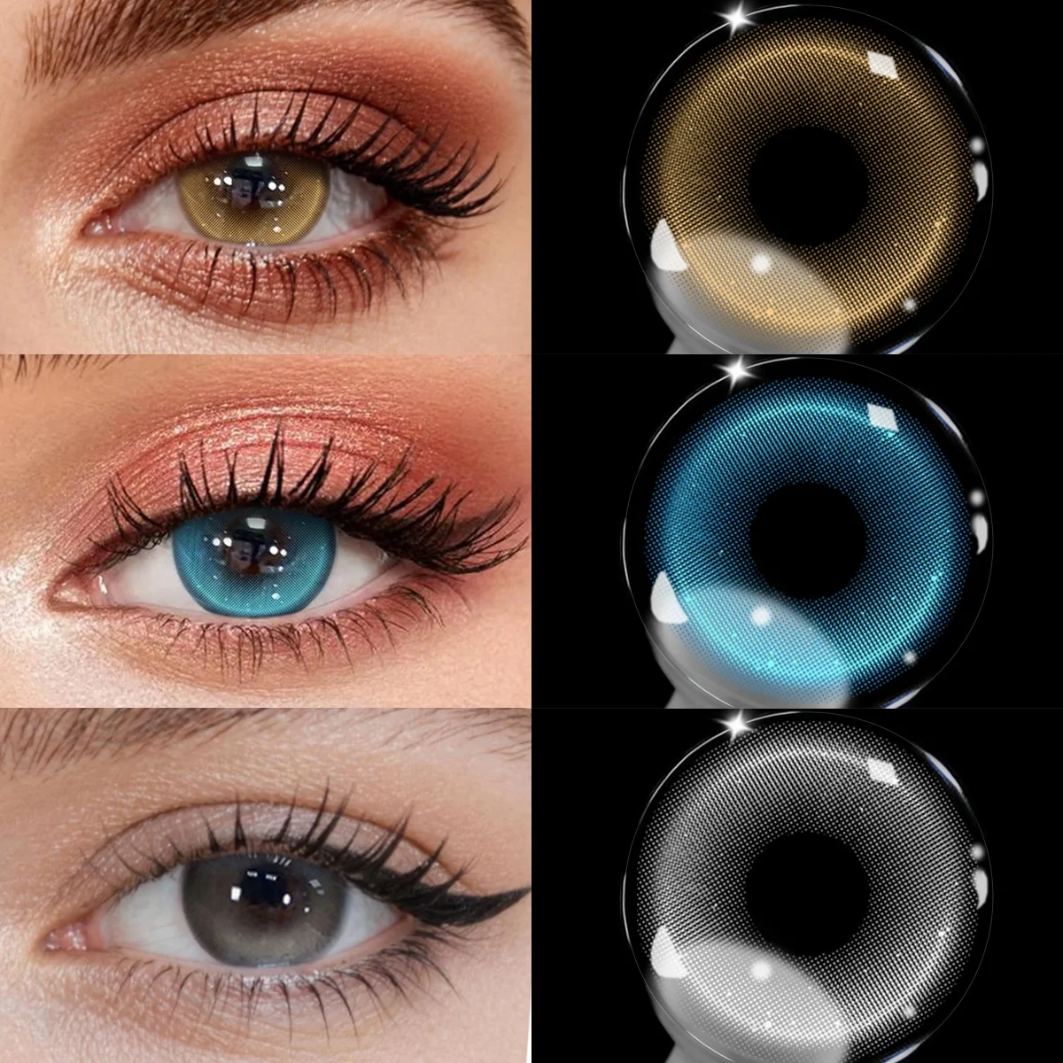 Lalens 1 Paar Braune Farbkontaktlinsen 14,2mm Halbjährlich Weiche Lebendige Natürliche Linsen Anime Cosplay Tägliche Augenpflege