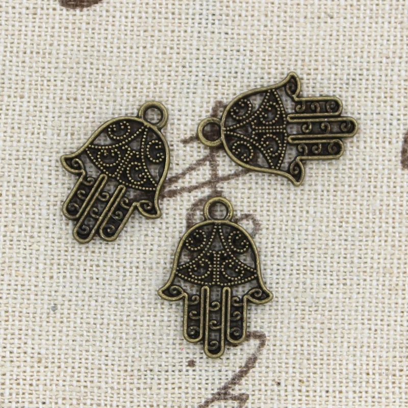 Hamsa Charms Proteção Palm, Antique Making Fit Pingente, Bronze Tibetano, Cor Prata, DIY Handmade Jóias, 20x15mm, 20Pcs