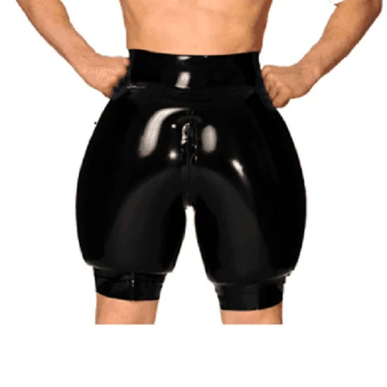 

100% Latex Rubber Schwarze Boxershorts Nieten poliert Zip 0.4mm Halloween