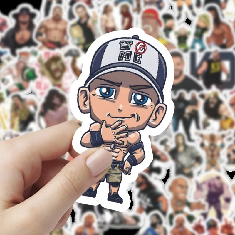 60pcs WWE Wrestling Cartoon Stickers Suitcase Water Cup Stationery Mobile Phone Scooter Laptop Refrigerator Decoration Stickers