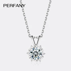 PERFANY 1-3CT Moissanite Women's Necklace S925 Pure Silver Snowflake Simulation Diamond Pendant Wedding High-end Jewelry