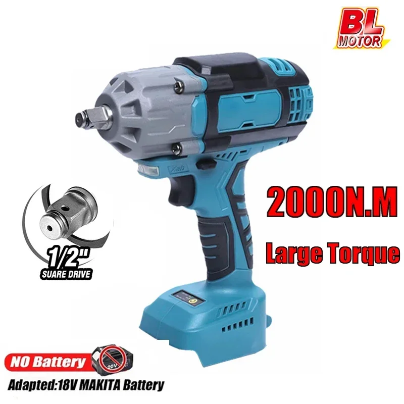 

2000N.M Torque Brushless Impact Wrench 1/2 inch Electric Cordless Driver Power Tools For Makita 18V Battery