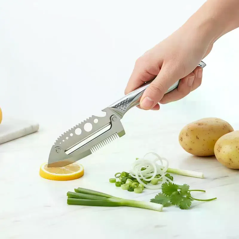 Multifunctional 5-in-1 Stainless Steel Peeler Vegetable & Fruit Slicer Shredder Versatile Kitchen Tool for Peeling Shredding