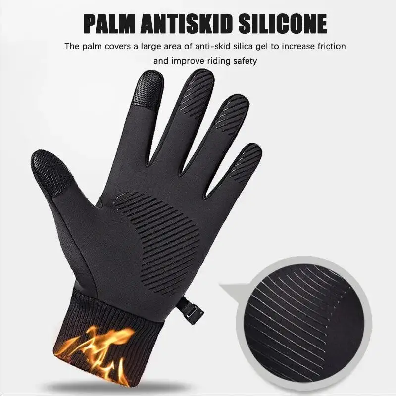 Nero inverno caldo dita complete impermeabile ciclismo sport all'aria aperta in esecuzione moto sci Touch Screen guanti in pile