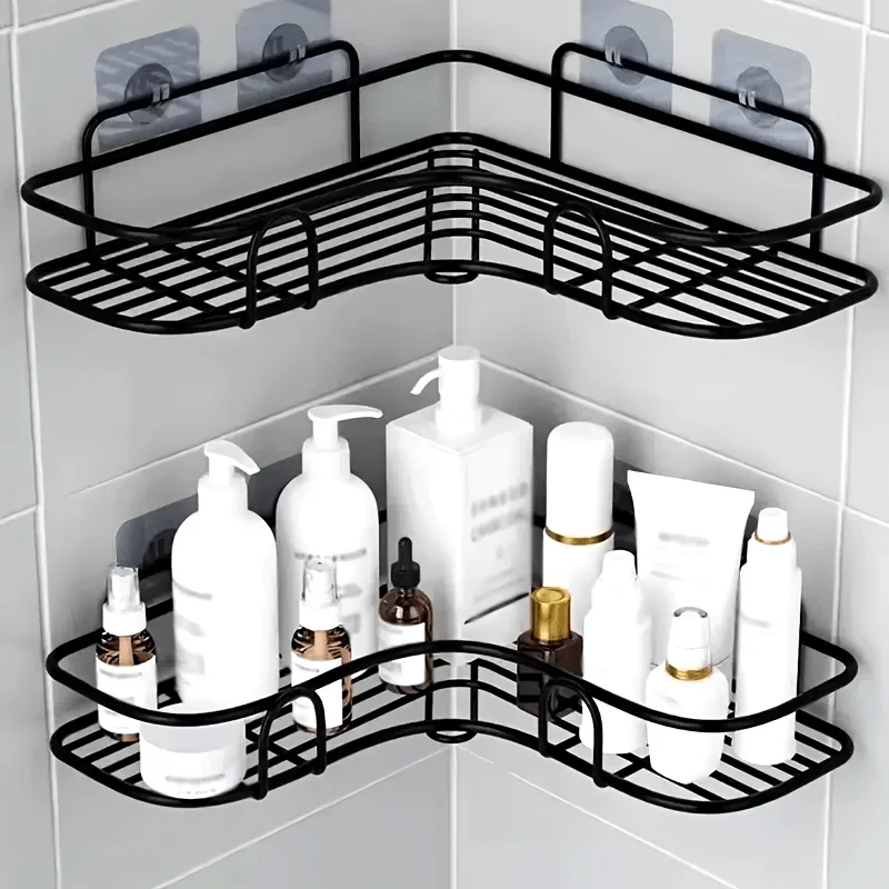 Estante de almacenamiento montado en la pared para baño | Organizador multifuncional con adhesivo fuerte y aluminio resisten