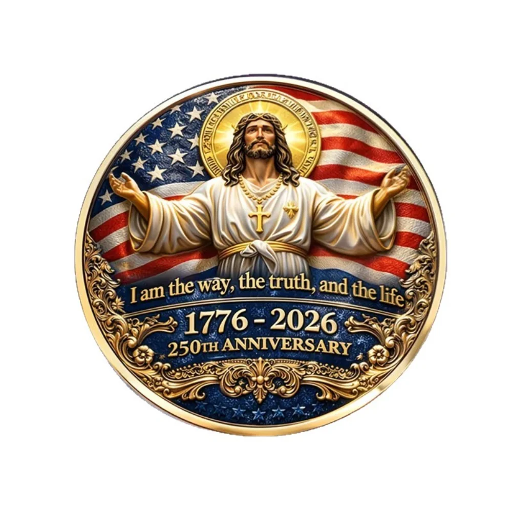 250th Anniversary of The Founding of The United States Jesus Brooch Stainless Steel Flat Dropper Pin Clothes Backpack Decorative