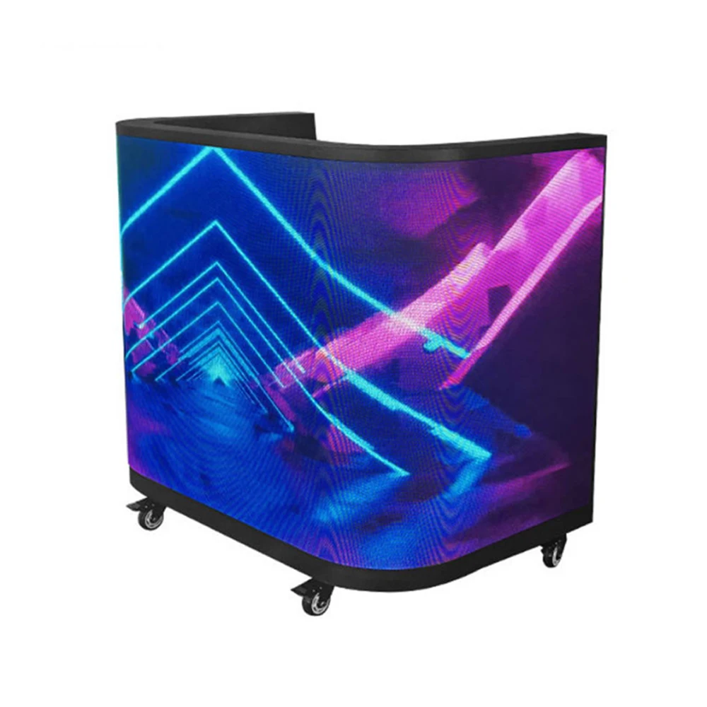 U-shaped Company Exhibition Front Desk LED Display TV Wall with Wheels GOB bar DJ Music Festival Party bar Screen Display