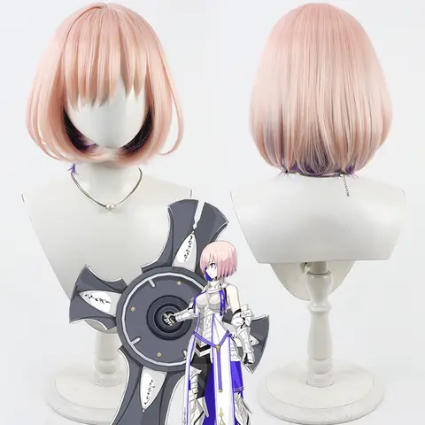 Gioco Fate/Grand Order FGO Fate Mash Kyrielight Parrucca Cosplay Capelli sintetici corti resistenti al calore Carnevale di Halloween