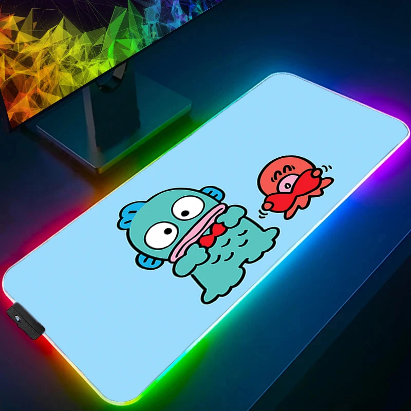 لوحة ماوس RGB Hangyodon أكبر حافة Kawaii بيضاء خلفية سرعة الكمبيوتر لوحة المفاتيح LED حصيرة مكتبية ملحقات الألعاب لوحة الماوس #3
