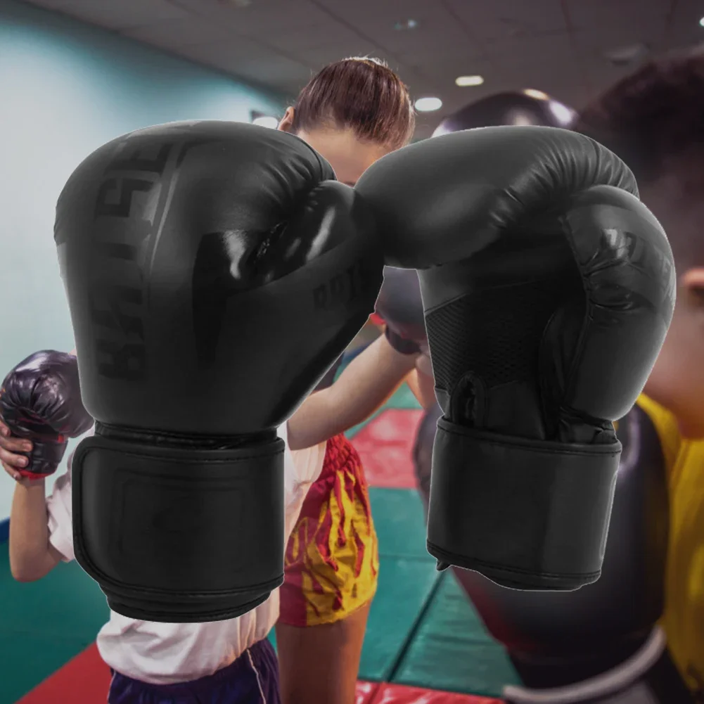 PU Leather Kickboxing Protective Gloves Sponge Boxing Training Mitts Muay Thai Competition Glove for Kids Adult Sports Supplies