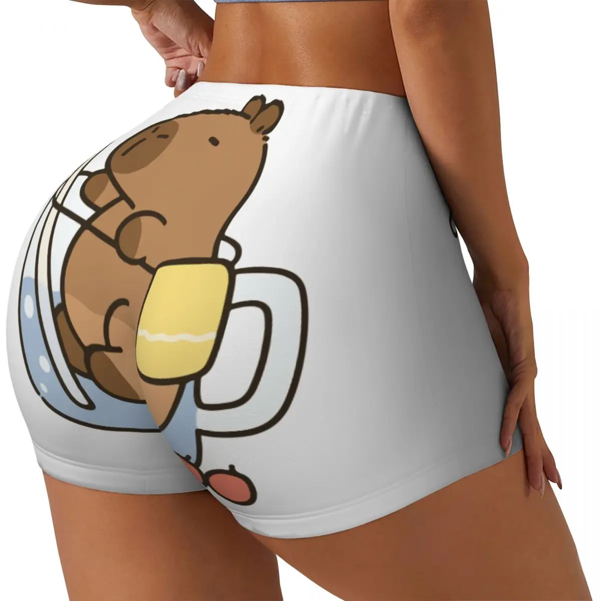 Custom Women Cartoon Animal Pets Capybara Workout Yoga Shorts Athletic Gym Volleyball Biker Shorts
