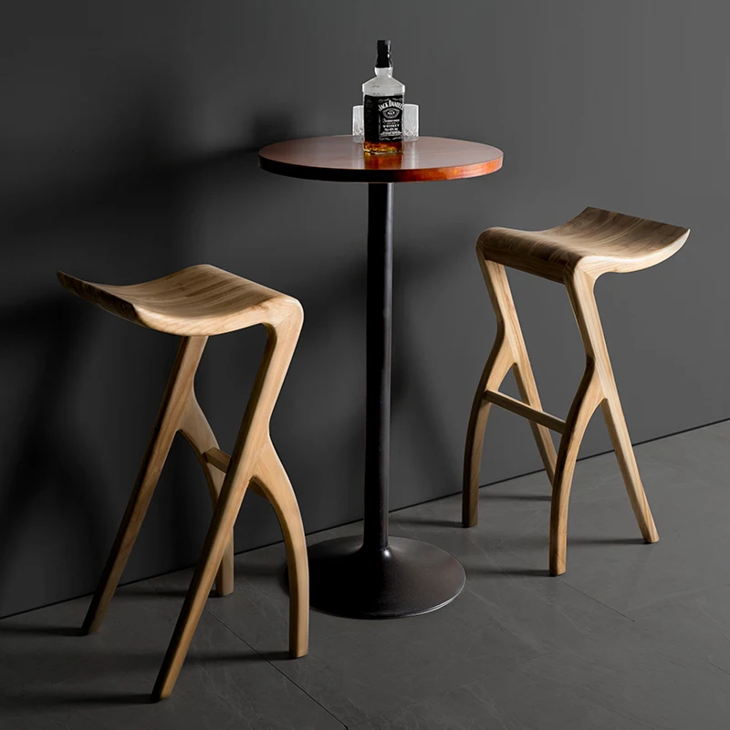 

Minimalist Modern Bar Chairs Solid Wood Light Luxury Ergonomic Reception Relax Bar Chairs Unique Tall Sillas De Bar Furniture