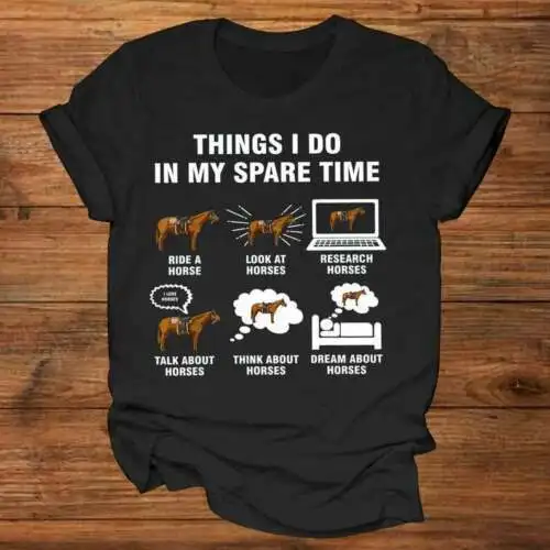 Things i Do In My Spare Time Funny Horse Riding t Shirt