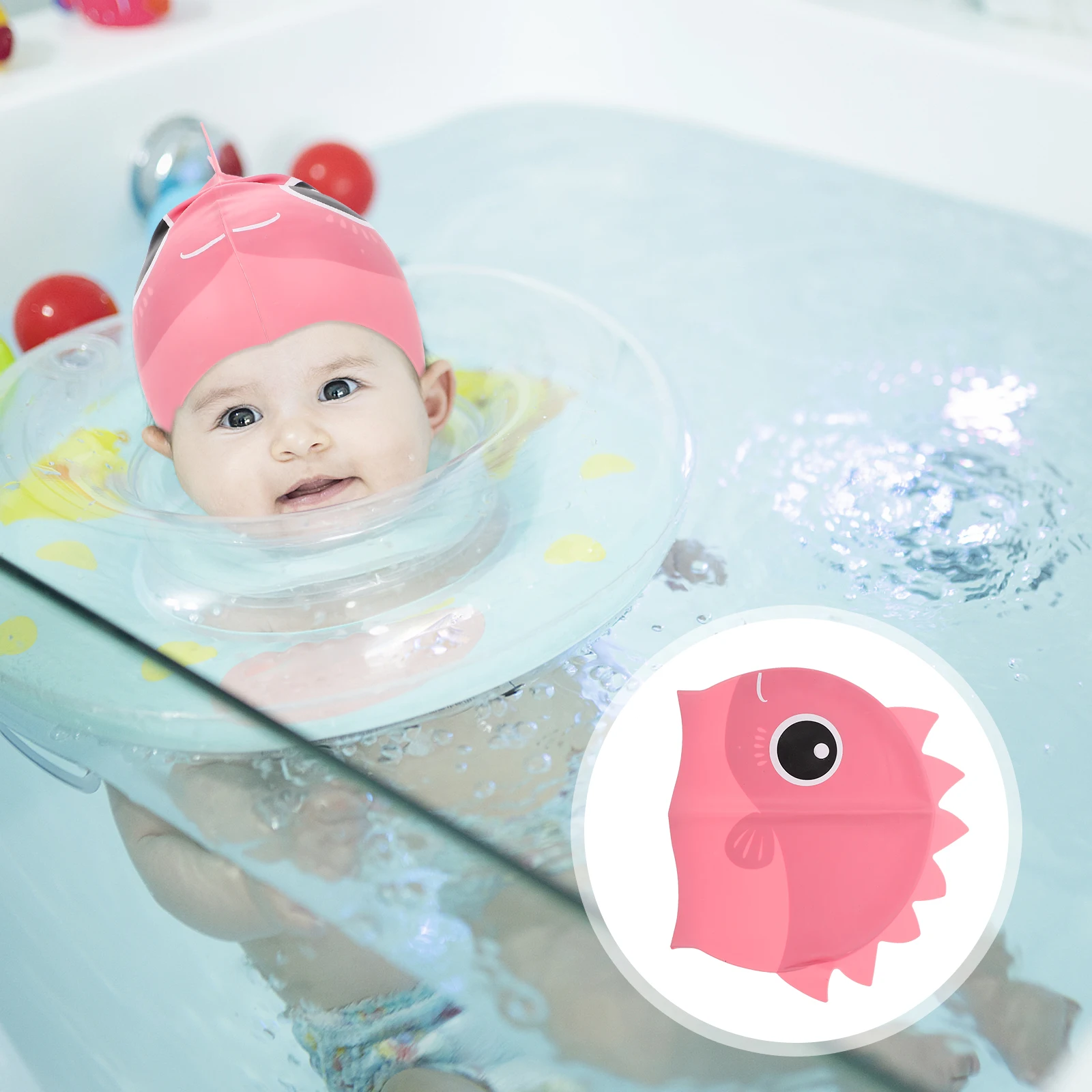 

1pc Silicone For Boys Girls Toddler Waterproof Ear Protection Durable Cartoon Design Outdoor Bath Hat Bath Flexible Head Fit
