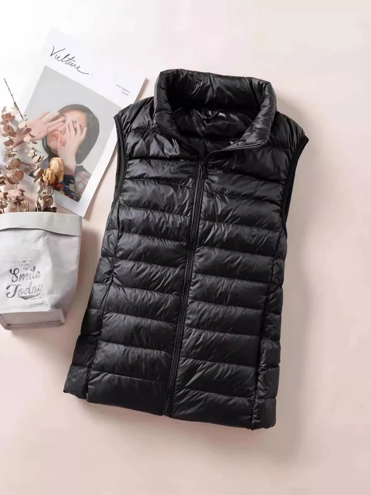 0-10℃ Ultra Light Women Down Vest 2024 New Autumn Winter Sleeveless Thin Jackets Windproof Female Feather Quilted Waistcoat