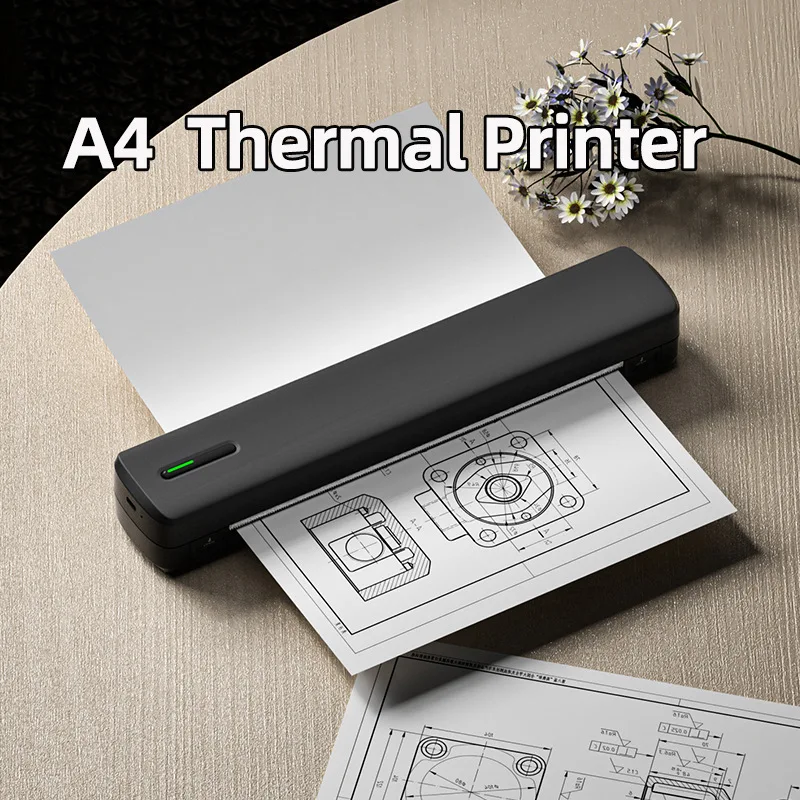 Portable Wireless Tattoo Printer Inkless Office Document PDF Photo A4 Thermal Printer Compatible with Android iOS Windows Mac