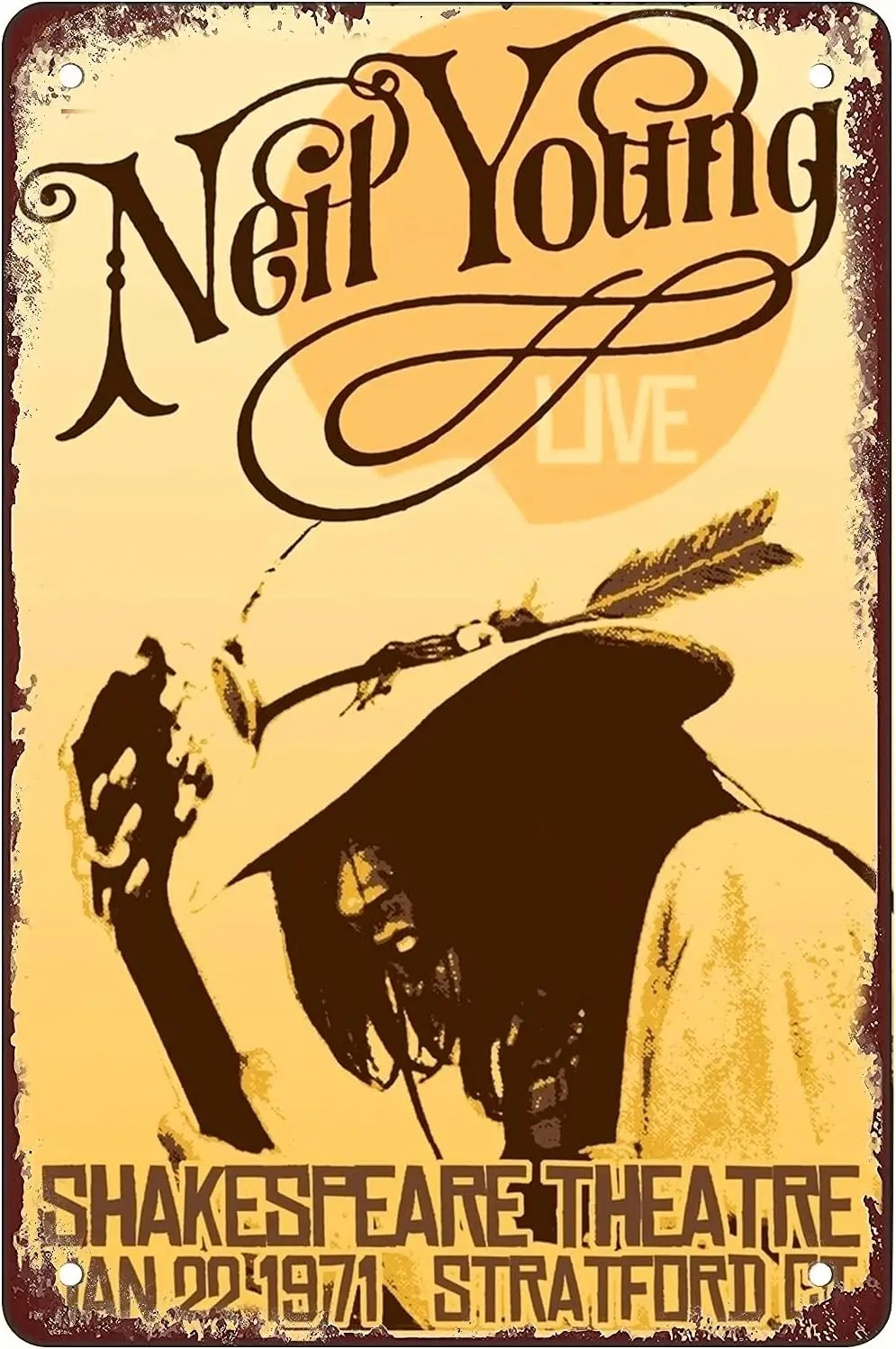 Neil Young Music Poster Retro Metal Sheet Signs, Wall Decoration Of Bars, Restaurants,Garage, Home,Cafes And Bars, 8 X 12