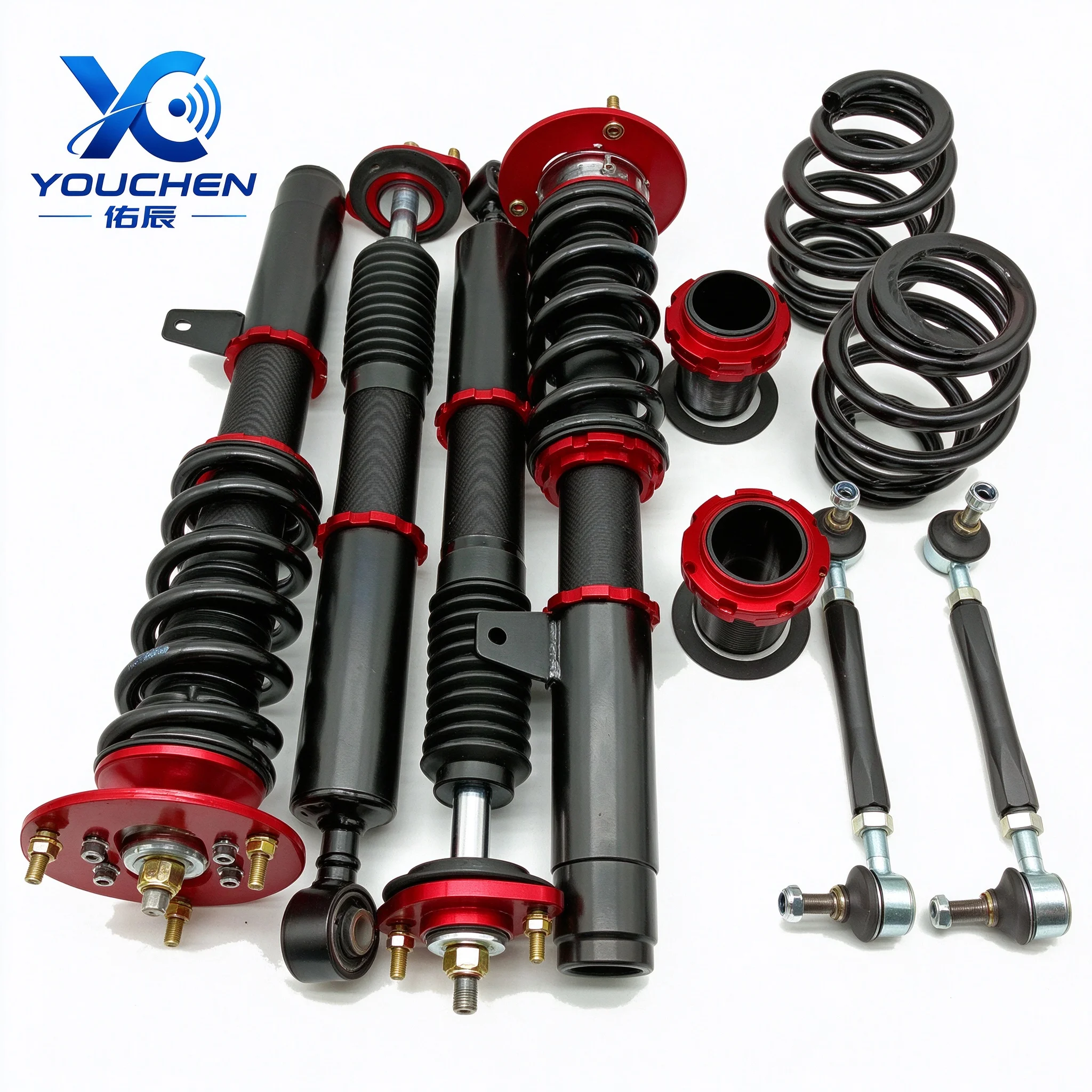Coilovers for BMW E46 3 Series Adjustable Suspension Shock Absorbers Lowering Kit Red