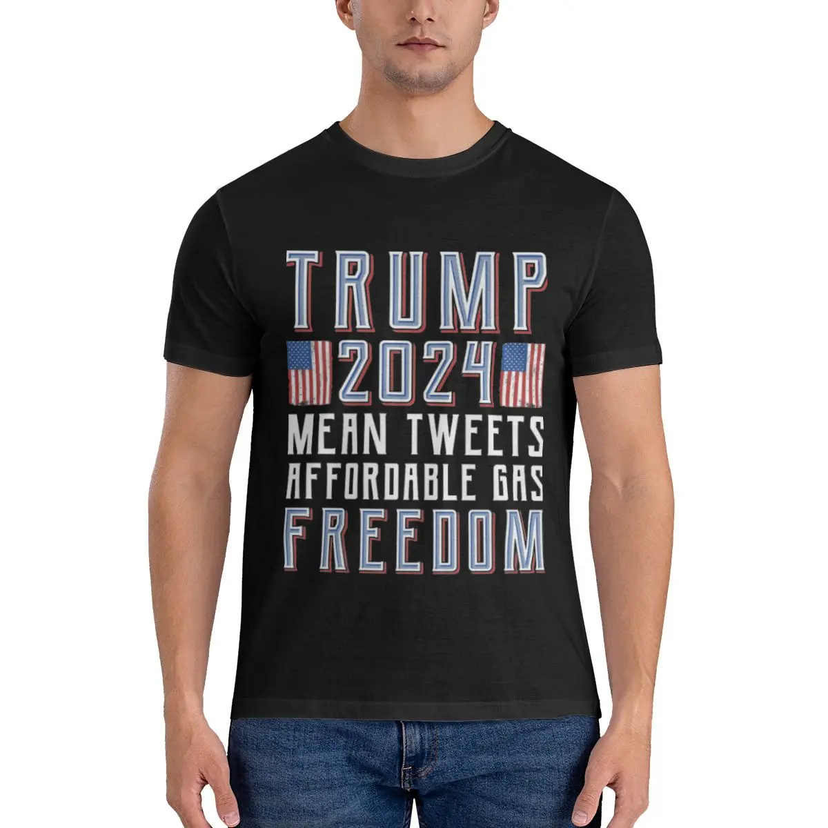 Trump 2024 Mean Tweets Affordable Gas Freedom American Flag Tshirt man T Shirt Woman T Shirt