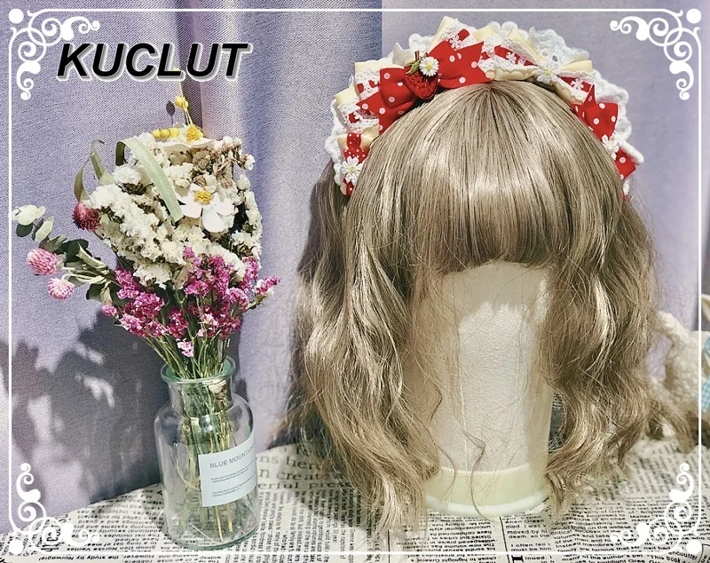 إكسسوار نسائي أصلي لوليتا أغطية الرأس المصنوعة يدويًا على شكل فراولة KC إكسسوارات تنكرية للفتيات اللطيفة والحلوة #6
