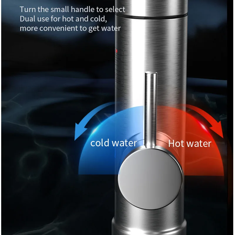 Imagem -04 - Aquecedor de Água Elétrico Torneira de Água Quente Instantânea Torneira de Aquecimento de Aço Inoxidável Torneiras de Cozinha Quente e Fria Duas Funções