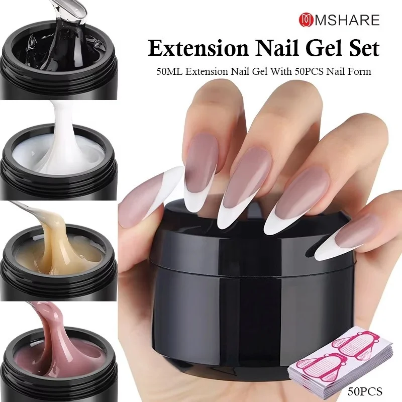 MSHARE 50ML Self Leveling Extension Nail Gel Set UV Led Construction Gel For Manicure Extend French Nail Art Build Nail