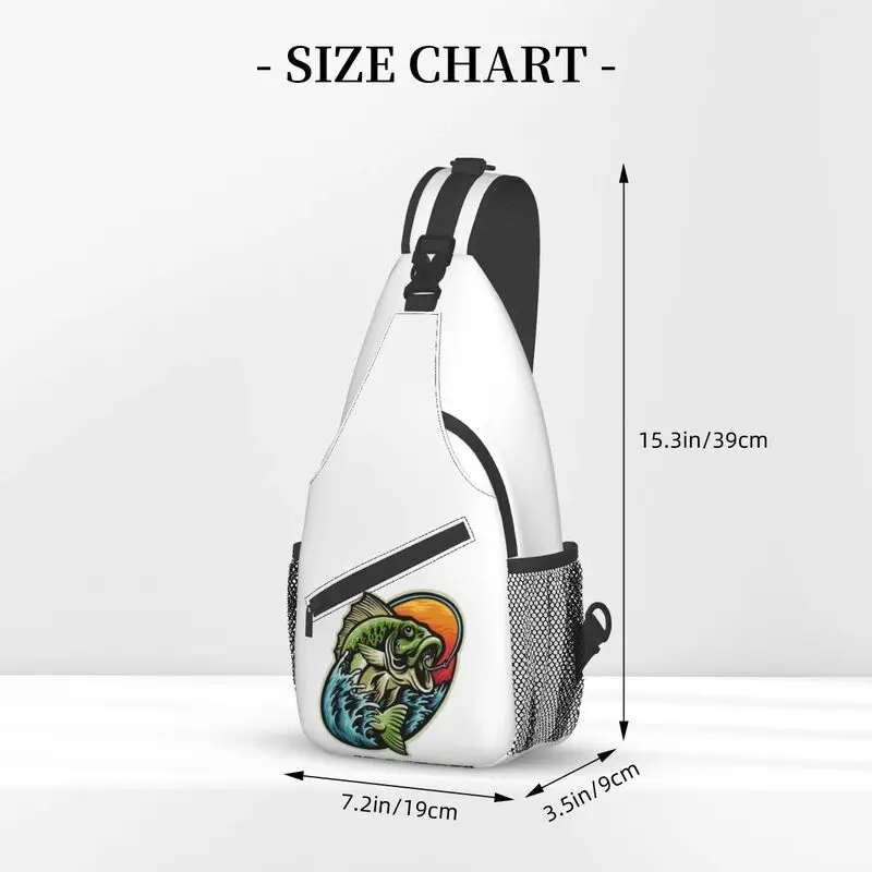 Bass Fishing Sling Crossbody Mochila para Homens, Custom Fish Fisherman Shoulder Peito Bag, Viajando Daypack