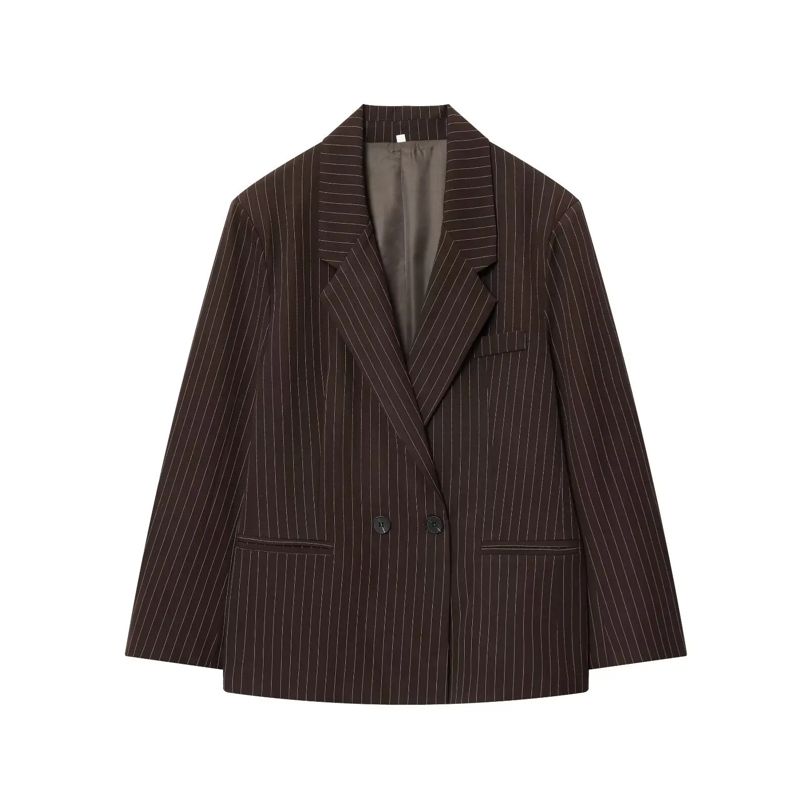 

Loose Fit Button Up Striped Women's Blazer Jacket Autumn New Style European And American Fashion Outerwear 1255789