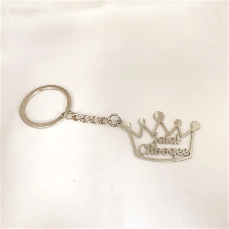 Custom Crown Key Chains Personalized Stainless Steel Trad Key Ring  Heart Round Pendant Letter Key Chain Male Female Gift