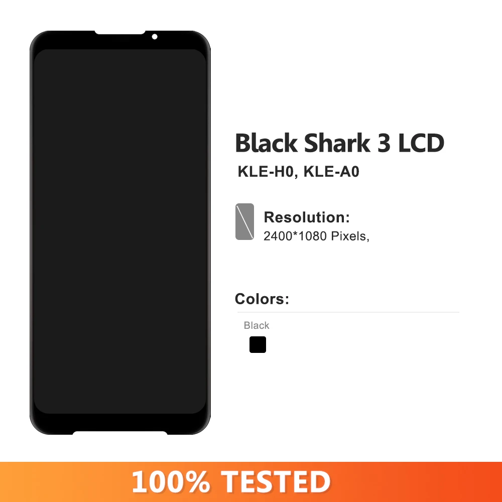 100% Tesed For Xiaomi Black Shark 3 KLE-H0, KLE-A0 LCD Display Touch Screen Digitizer Assembly Replace For Xiaomi BlackShark 3