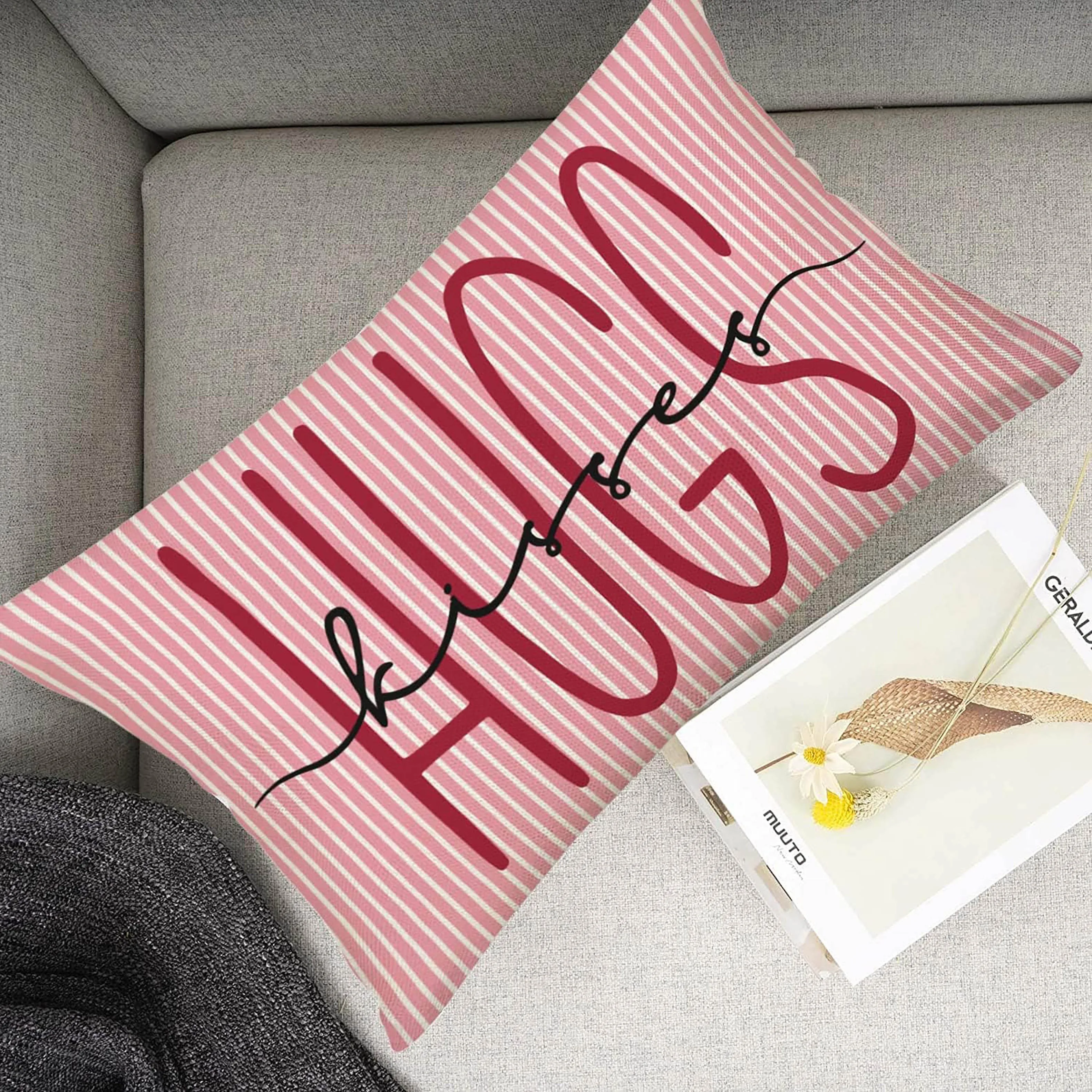 1pc LOVE Heart Themed Lumbar Pillow Cover, Suitable for Sofa, Bedroom, Living Room, Office, Easily Create a Romantic Atmosphere