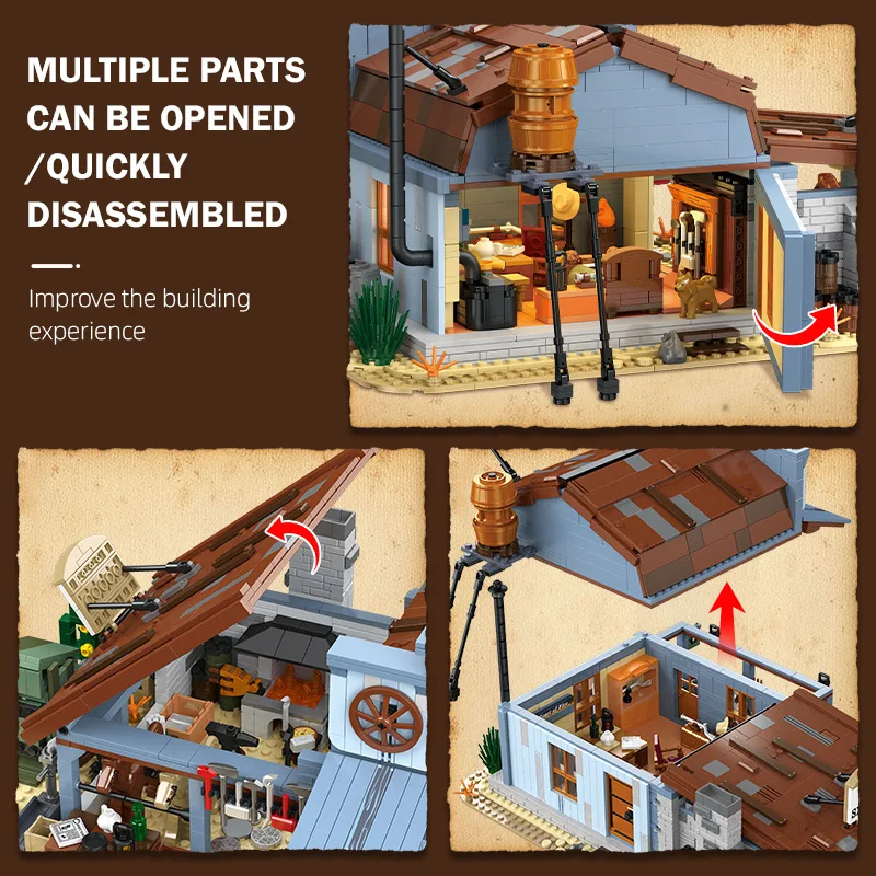 Kit de blocs de construction de magasin de forgeron occidental MOC, scène de rue médiévale, épicerie avec modèle de chariot, briques, jouet de bricolage, cadeau pour enfants