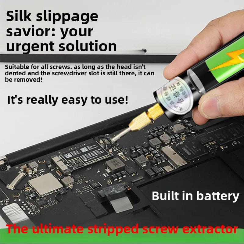 Wireless Rechargeable Damaged‑Screw Extractor, Grinding Pen Remover Stripped Laptop Fastener