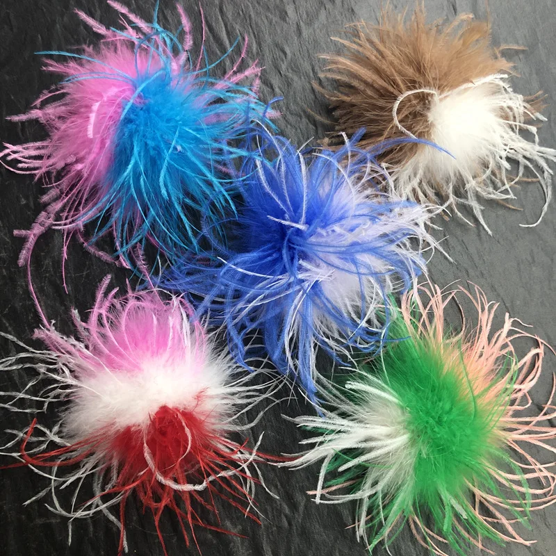 

Faux Fur Decoration Wedding Party Brooch Colorful Feather Bridal Women Accessory