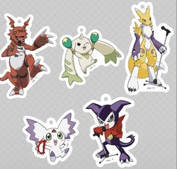 Anime Digimon Tamers Keychain Figure Doll Guilmon Renamon Terriermon Culumon Impmon Acrylic Keyring Bag Pendant for Gift