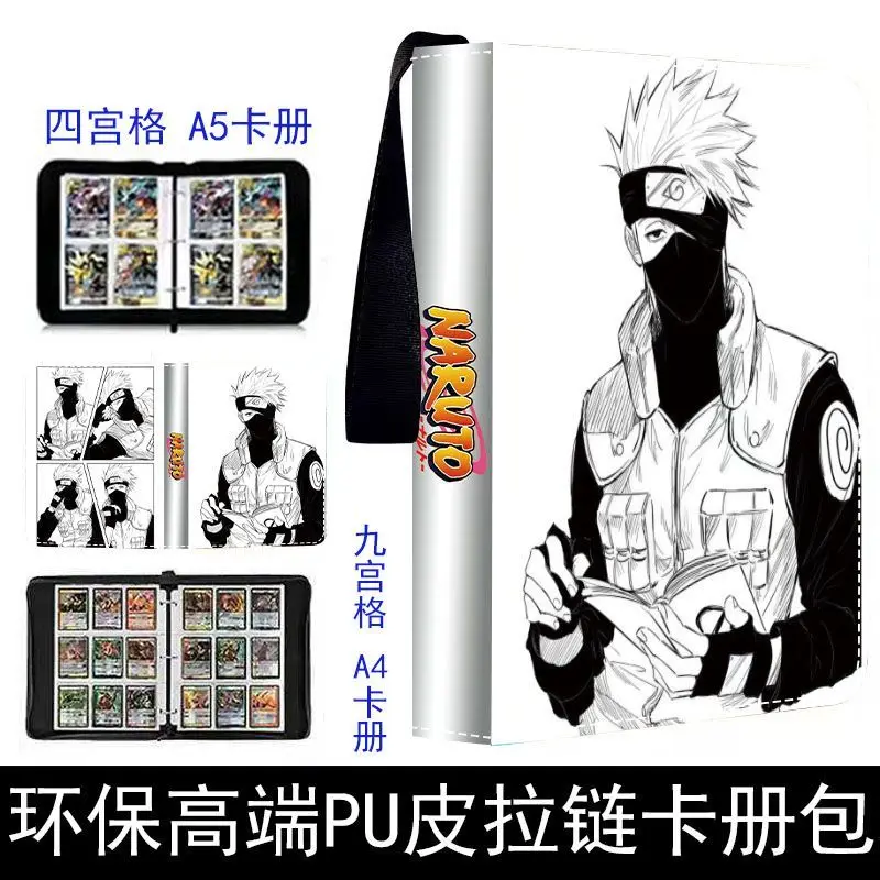 NARUTO Anime Uzumaki Naruto 400-900pcs Card Album Book Game Card Holder Zipper Binder Game Card Collection Kids Toys Gifts